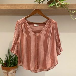 Gentle Fawn blush pink stripe flowy crop blouse